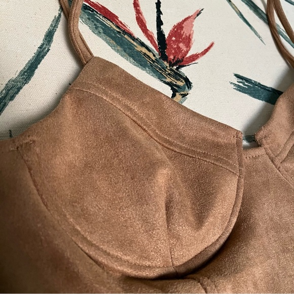 Papaya NEW Brown Faux Suede Underwire Bra Shapewear Dress Size Large - Picture 4 of 10